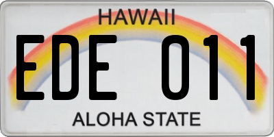 HI license plate EDE011
