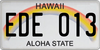HI license plate EDE013