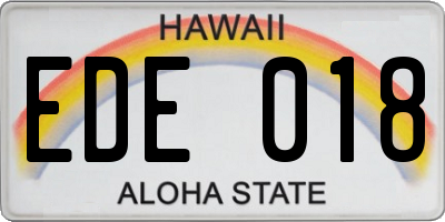 HI license plate EDE018