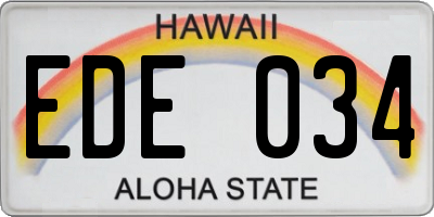 HI license plate EDE034