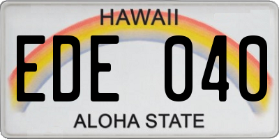 HI license plate EDE040