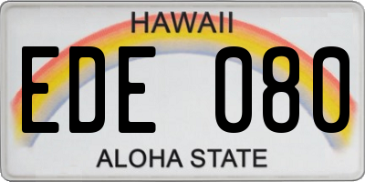 HI license plate EDE080
