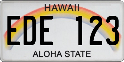 HI license plate EDE123