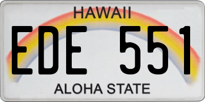 HI license plate EDE551