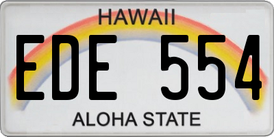 HI license plate EDE554