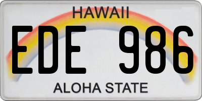 HI license plate EDE986
