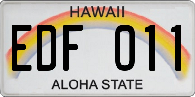 HI license plate EDF011