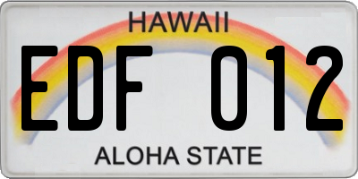 HI license plate EDF012