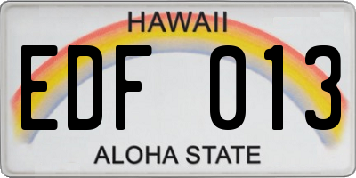 HI license plate EDF013