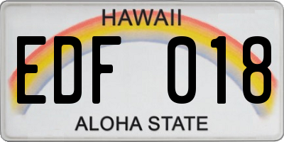 HI license plate EDF018