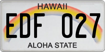 HI license plate EDF027