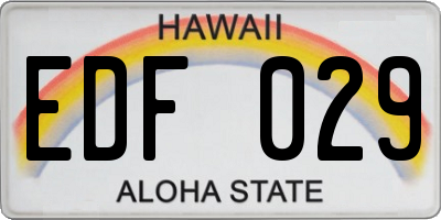 HI license plate EDF029