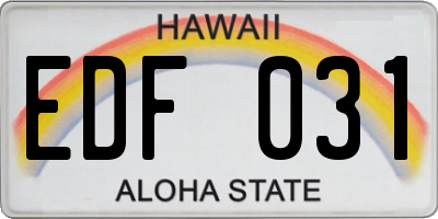 HI license plate EDF031