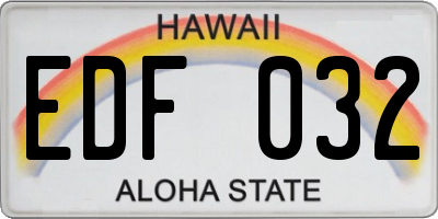 HI license plate EDF032