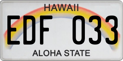 HI license plate EDF033