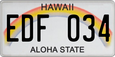 HI license plate EDF034