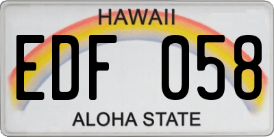 HI license plate EDF058