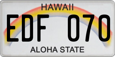 HI license plate EDF070