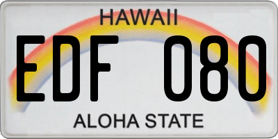 HI license plate EDF080