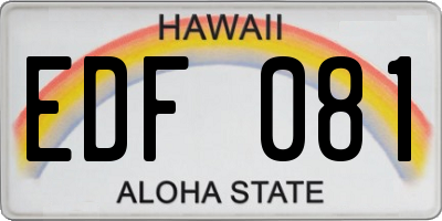 HI license plate EDF081