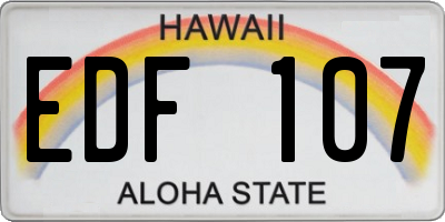 HI license plate EDF107