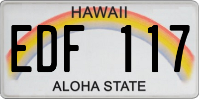 HI license plate EDF117