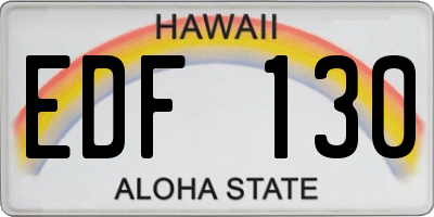 HI license plate EDF130