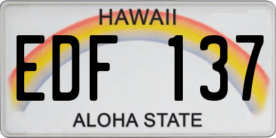 HI license plate EDF137