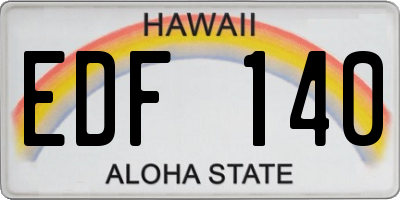 HI license plate EDF140