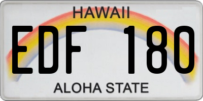 HI license plate EDF180