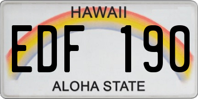 HI license plate EDF190