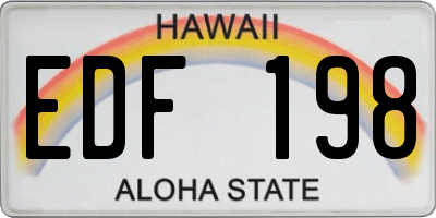 HI license plate EDF198