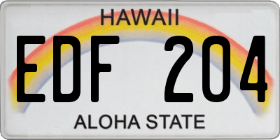 HI license plate EDF204