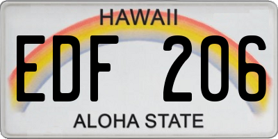 HI license plate EDF206