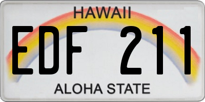 HI license plate EDF211