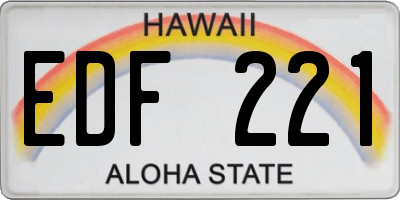 HI license plate EDF221