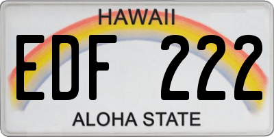 HI license plate EDF222