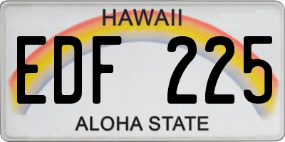 HI license plate EDF225