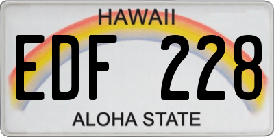 HI license plate EDF228