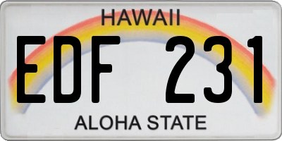 HI license plate EDF231