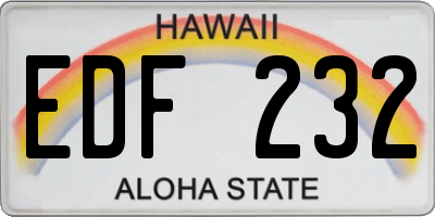 HI license plate EDF232