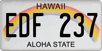 HI license plate EDF237