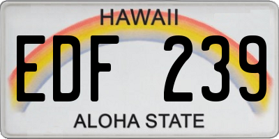 HI license plate EDF239