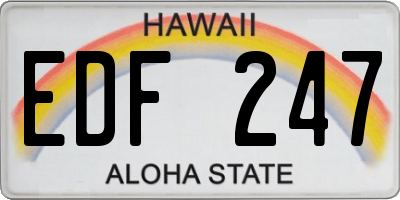 HI license plate EDF247