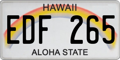 HI license plate EDF265