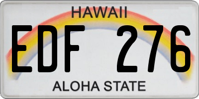 HI license plate EDF276