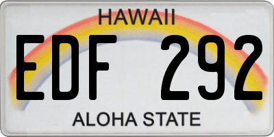HI license plate EDF292
