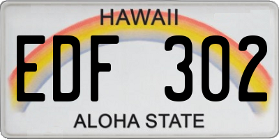 HI license plate EDF302