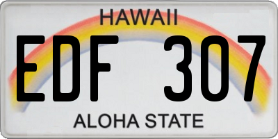 HI license plate EDF307