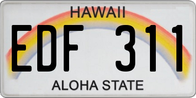 HI license plate EDF311